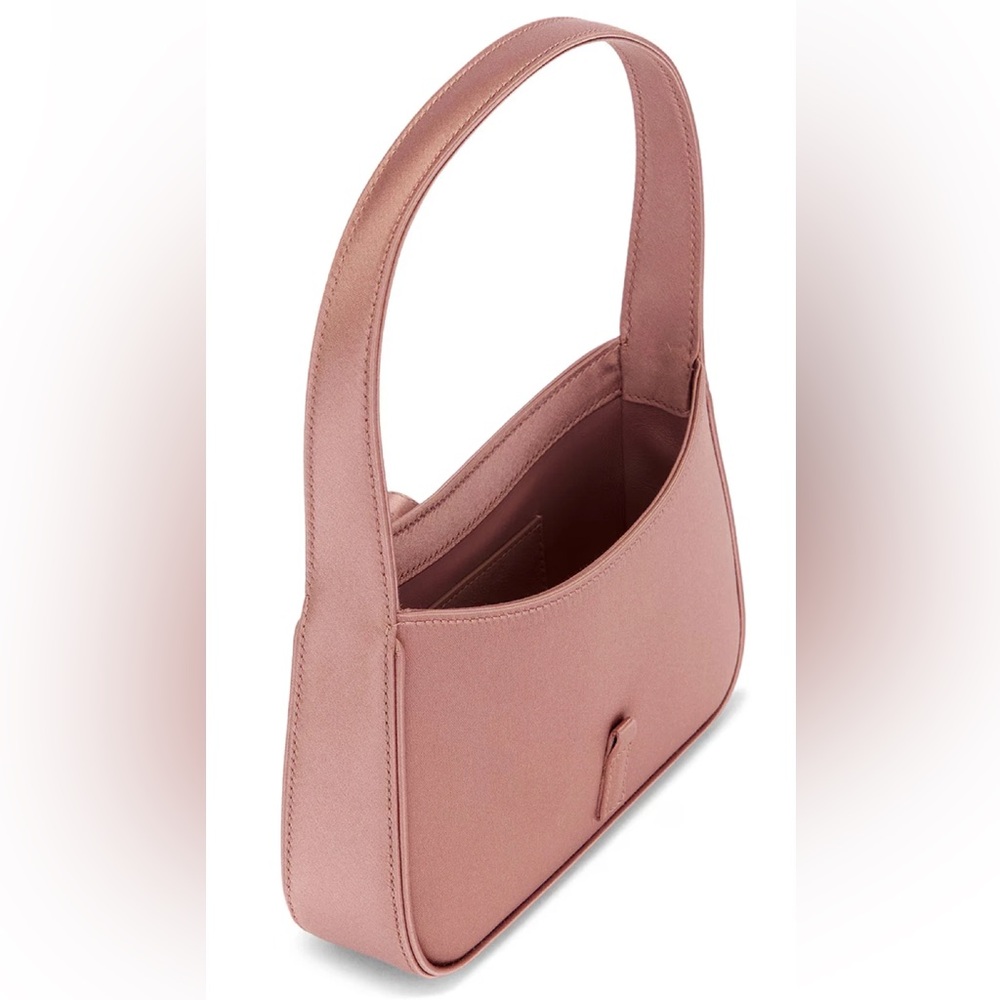 Saint Laurent Mini Le 5 A 7 Hobo Dragee Pink Satin Gold YSL Logo Top Handle Bag - Picture 13 of 16